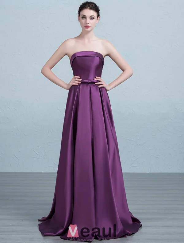 2016 Volants Bustier Simples Rouge Satin Épais Robe De Demoiselle D'honneur Avec Un Noeud Guillotine