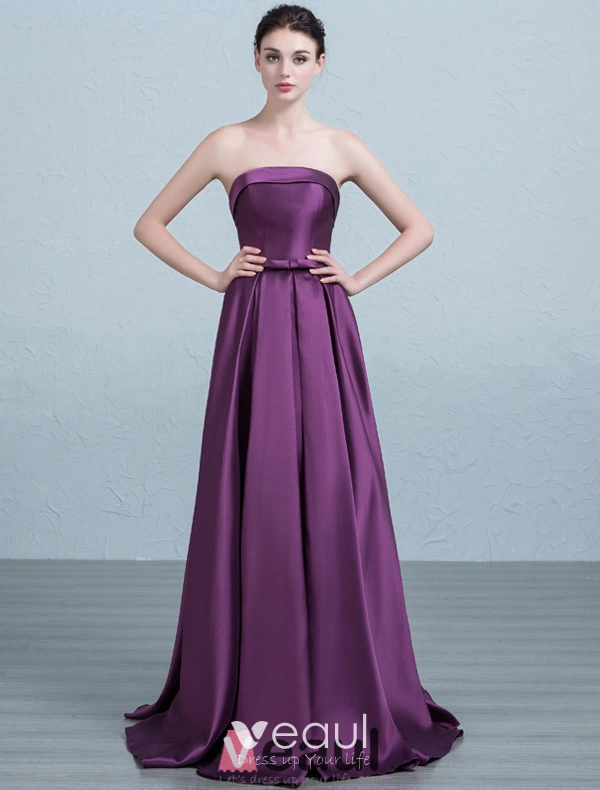 2016 Simple Strapless Ruffles Red Thick Satin Bridesmaid Dress With Bow Sash 2016 Simple Strapless Ruffles Red Thick Satin Bridesmaid Dress With Bow Sash
