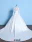 2016 Vintage V-neck Applique Lace Long Sleeves Thick Ruffle Satin Ball Gown Wedding Dress