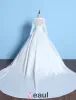 2016 Vintage V-ausschnitt-spitze Mit Langen Ärmeln Dicken Rüsche-satin-ballkleid Brautkleid