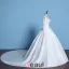 2016 Vintage V-neck Applique Lace Long Sleeves Thick Ruffle Satin Ball Gown Wedding Dress