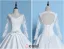 2016 Vintage V-neck Applique Lace Long Sleeves Thick Ruffle Satin Ball Gown Wedding Dress