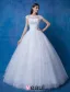 2016 Beautiful Scoop Neckline Short Sleeves Applique Flowers Rhinestone Glitter Organza Wedding Dress