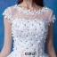 2016 Beautiful Scoop Neckline Short Sleeves Applique Flowers Rhinestone Glitter Organza Wedding Dress