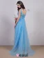 2016 Elegant V-ringad Backless Spets Blommor Himmelsblå Tyll Aftonklänning Med Paljetter Skärp