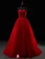 2016 Belle Sweetheart Appliques De Dentelle Épaisse Robe De Mariée En Tulle Rouge Avec Train De Balayage