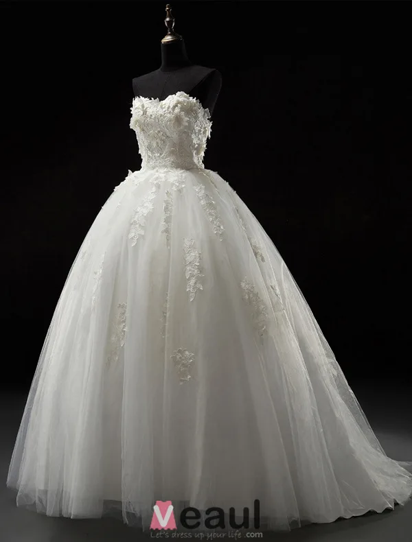 2016 Belle Sweetheart Appliques De Dentelle Épaisse Robe De Mariée En Tulle Rouge Avec Train De Balayage