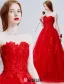 2016 Belle Sweetheart Appliques De Dentelle Épaisse Robe De Mariée En Tulle Rouge Avec Train De Balayage