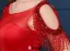 2016 Élégant Décolleté Carré Manches Bordées Robe De Soirée Dos Nu En Satin Rouge Avec Des Paillettes Ceinture