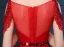 2016 Élégant Décolleté Carré Manches Bordées Robe De Soirée Dos Nu En Satin Rouge Avec Des Paillettes Ceinture