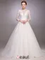 2016 Elegant A-line Sequins High Neck Applique Lace Backless Wedding Dress