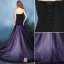 2016 Elegant Sjöjungfru Axelbandslös Svart Satin Lila Tyll Backless Aftonklänningar
