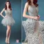 2016 Sexy Scoop Neck Sleeveless Sequin Lace Mix Green Grey Tulle Short Cocktail Dress
