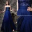 2016 Glittrande Axelbandslös Paljett Rufsa Kungsblå Chiffong Backless Balklänning
