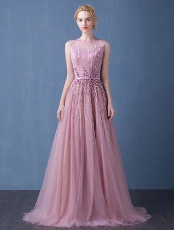 2016 Elegant Scoop Neck Beading Handmade Flowers Backless Long Evening Dress With Sash
