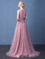 2016 Elegancka Miarka Dekolt Linkę Ręcznie Robione Kwiaty Backless Suknia Wieczorowa Z Szarfą