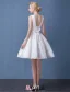 2016 Deep V-neck Backless White Lace Short Wedding Dress With Sash