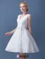 2016 Deep V-neck Backless White Lace Short Wedding Dress With Sash