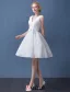 2016 Deep V-neck Backless White Lace Short Wedding Dress With Sash
