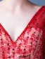 2016 Glamour Col V Profond Cristal Sans Dossier De Perles Bordeaux Tulle Robe De Soirée Avec Ceinture