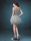 2016 Sexy Scoop Neck Sleeveless Sequin Lace Mix Green Grey Tulle Short Cocktail Dress