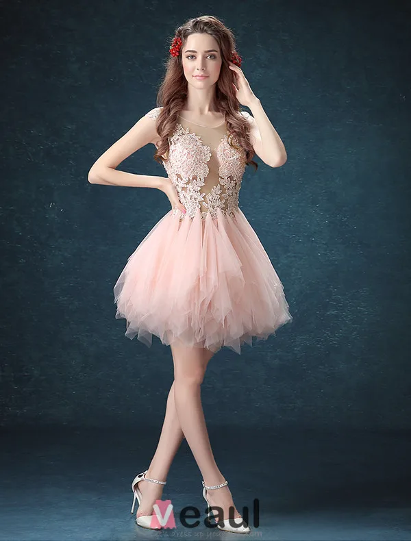 2016 Sexy Scoop Neck Sleeveless Sequin Lace Mix Green Grey Tulle Short Cocktail Dress