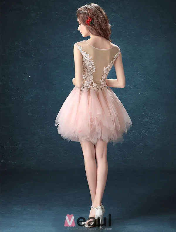 2016 Sexy Scoop Neck Sleeveless Sequin Lace Mix Green Grey Tulle Short Cocktail Dress