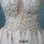 2016 Sexy Scoop Neck Sleeveless Sequin Lace Mix Green Grey Tulle Short Cocktail Dress