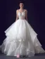 2016 Sexy Robe De Bal Volants Paillettes V-cou  Cascade Robe de mariée dos nu