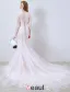 2016 Mermaid Gorgeous Scoop Neckline Applique Lace Flowers Long Sleeves Backless Pink Tulle Wedding Dress