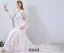 2016 Mermaid Gorgeous Scoop Neckline Applique Lace Flowers Long Sleeves Backless Pink Tulle Wedding Dress