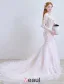 2016 Mermaid Gorgeous Scoop Neckline Applique Lace Flowers Long Sleeves Backless Pink Tulle Wedding Dress