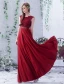 2016 Einfache Halsausschnitt Applique Dicken Spitzen Burgunder Satin Rückenfrei Langen Abendkleid Mit Silbernen Flügel