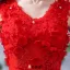 2016 Gorgeous Mermaid V-neck Backless Applique Petal Lace Beading Rhinestone Red Tulle Evening Dress