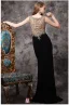 2016 Lyxiga Handgjorda Beading Djup V-ringad Backless Svart Chiffong Aftonklänning