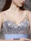2016 Glittrande V-ringad Paljetter Beading Rhinestonekristallen Rufsa Blå Chiffong Balklänningar