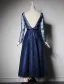 2016 Beautiful A-line Scoop Neck Tea Length Applique Flower Sequin Royal Blue Tulle Party Dress With Sash