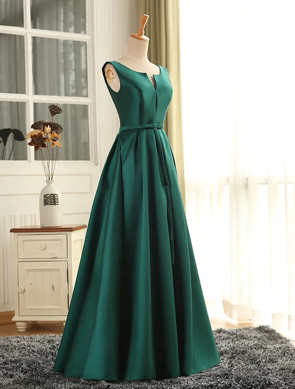 Chic / Beautiful Dark Green Sash Sequins Birthday Flower Girl Dresses Ball  Gown 2021 Satin Scoop Neck Short Sleeve Floor-Length / Long