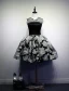 Liten Svart Dress 2016 Scoop Halsen Trykte Blomster Tyll Cocktailkjole