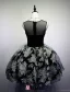 Liten Svart Dress 2016 Scoop Halsen Trykte Blomster Tyll Cocktailkjole