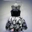 Liten Svart Dress 2016 Scoop Halsen Trykte Blomster Tyll Cocktailkjole