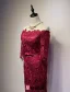 2016 Elegant Off The Shoulder Thick Lace Burgundy Long Evening Dress With Bow Sash
