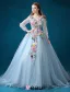 Flower Fairy Dress 2016 Long Sleeves Backless Handmade Colorful Flowers Long Prom Dress