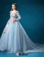 Flower Fairy Dress 2016 Long Sleeves Backless Handmade Colorful Flowers Long Prom Dress