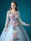 Flower Fairy Dress 2016 Long Sleeves Backless Handmade Colorful Flowers Long Prom Dress