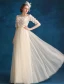 Princess Evening Dresses 2016 Applique Champagne Tulle Long Prom Dresses With 1/2 Sleeves