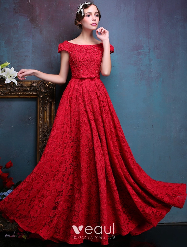 Buy Red Lace Prom Dress Lace up Back Evening Dress Formal Dress Ball Party  Gown Online in India - Etsy