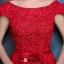 Elegant Evening Dresses 2016 Backless Short Sleeves Beading Red Lace Formal Dresses With Bow Sash