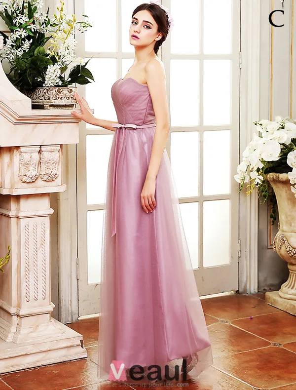Bridesmaid Dresses 2016 Four Styles Lilac Tulle Long Wedding Party Dresses With Sash Bridesmaid Dresses 2016 Four Styles Lilac Tulle Long Wedding Party Dresses With Sash