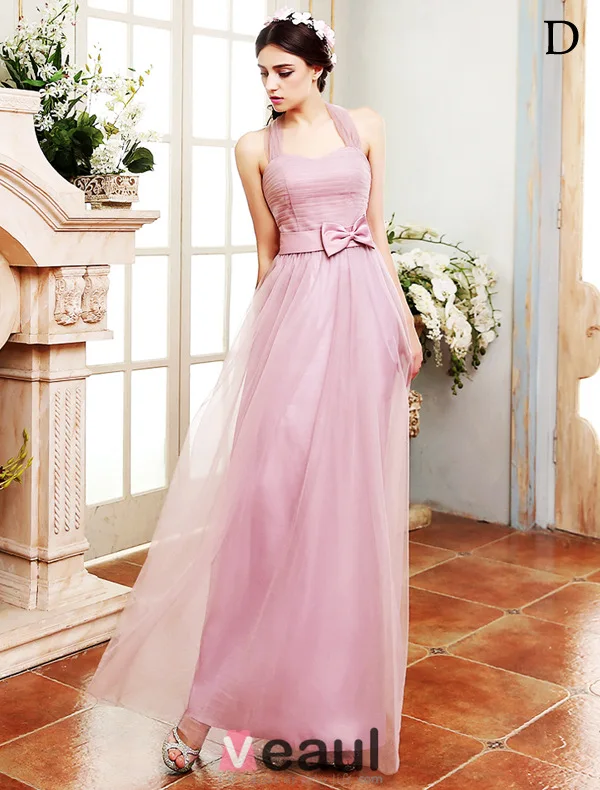 Bridesmaid Dresses 2016 Four Styles Lilac Tulle Long Wedding Party Dresses With Sash